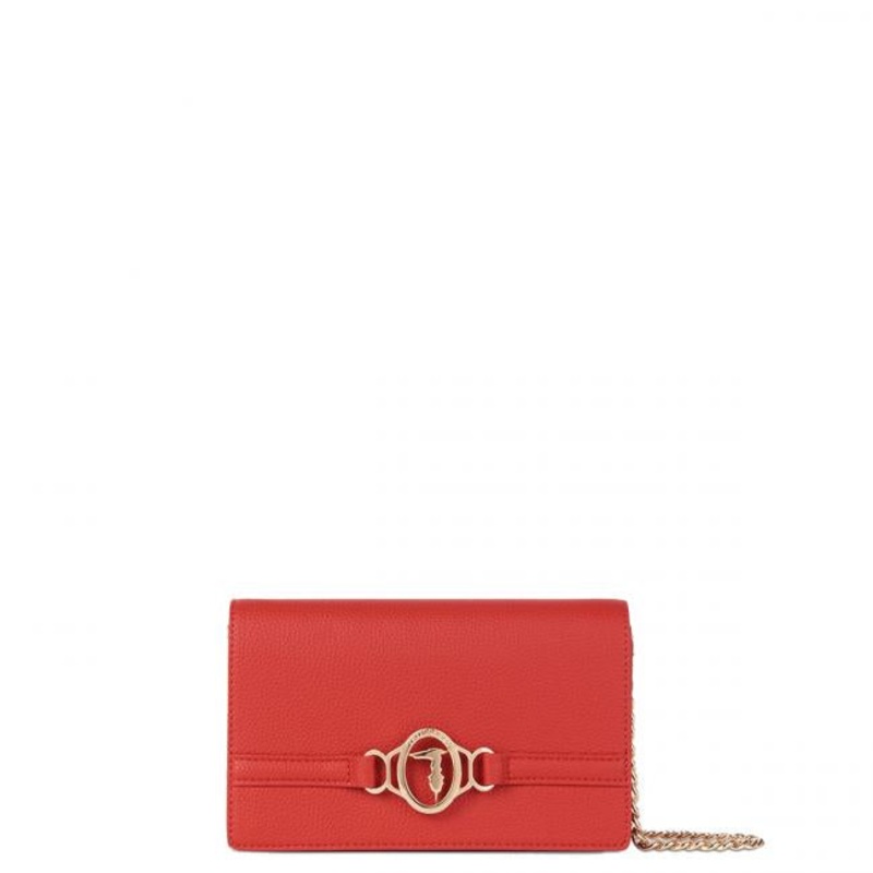 Trussardi Women’s Red Leather Shoulder Chain Bag | Trussardi in Lebanon