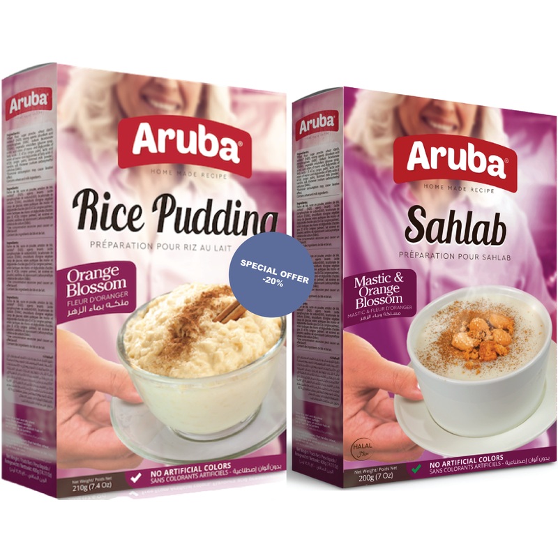 Aruba Sahlab 200g 1Pack + Rice Pudding 210g 1 Pack| Aruba In Lebanon