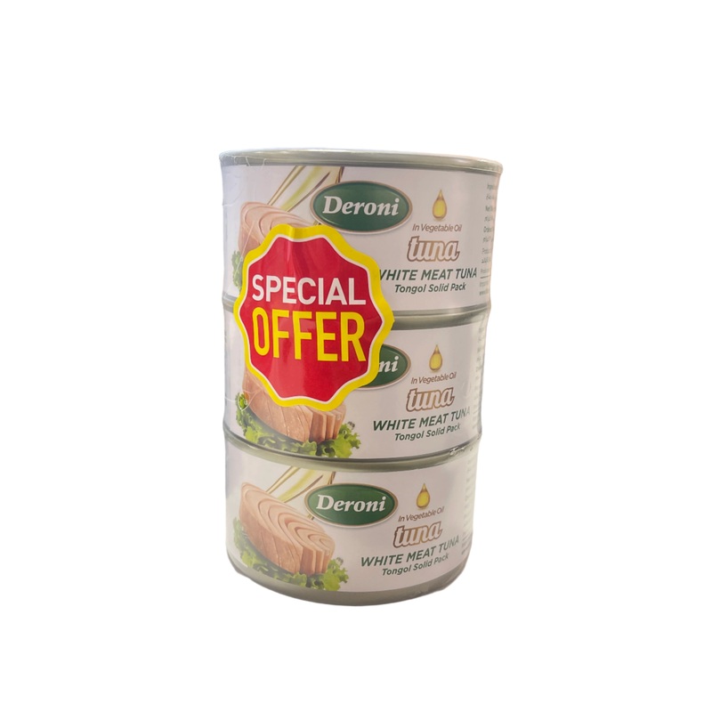 Deroni White Meat Tuna in Vegetable Oil  3pcs x 185g| Deroni In Lebanon