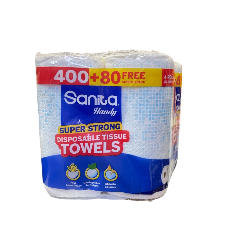 Sanita Handy Super Strong Disposable Tissue 4 Rolls (400+80 Free) | Sanita In Lebanon