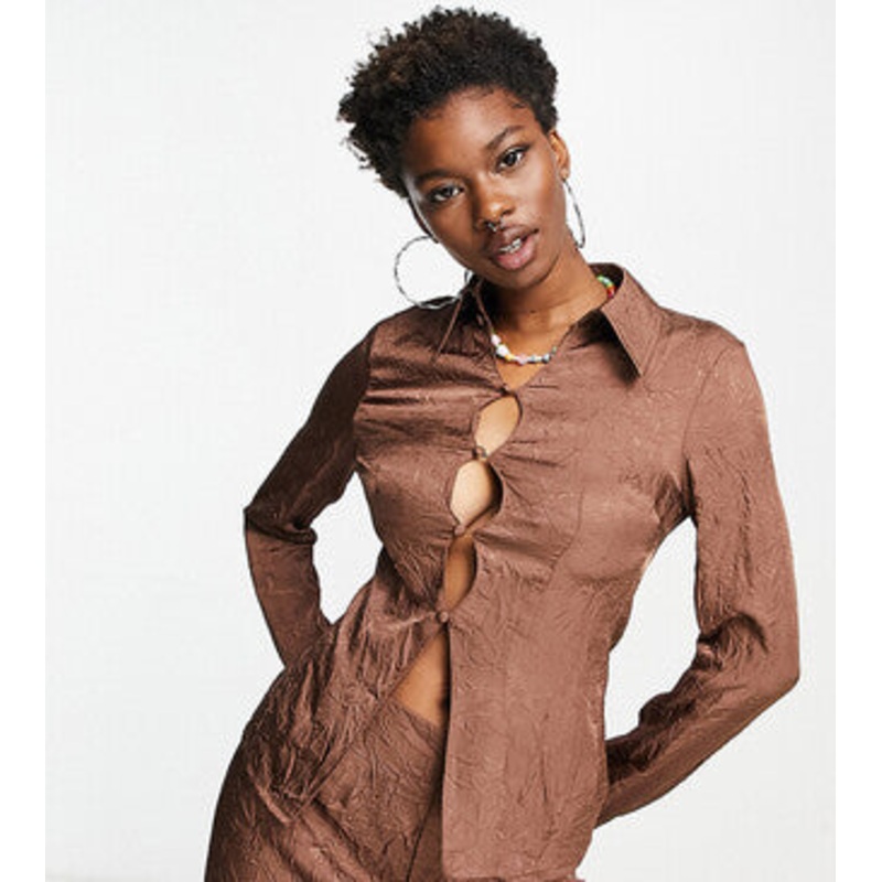 Collusion Women’s Brown Long-Sleeve Shirt ANF2897