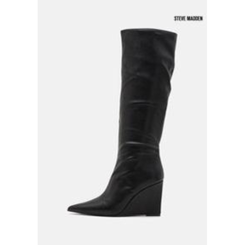 Steve Madden Women’s Black Showout Leather Heeled Knee Boots |Steve Madden in Lebanon