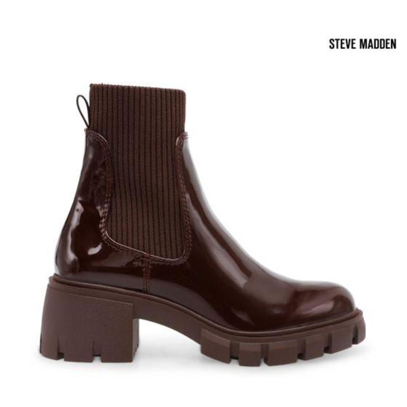 Steve Madden Women’s Brown Hutch Patent Synthetic Ankle Boots  |Steve Madden in Lebanon
