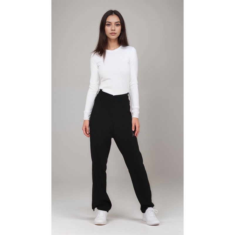 LeGer Women’s Navy Leather Wide Leg Pants |LeGer in Lebanon