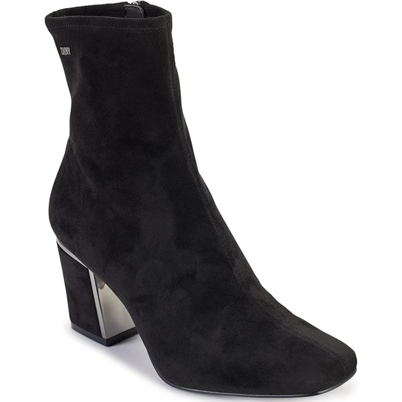 Brand New DKNY Womens Cavale Faux Suede Ankle Boots Black