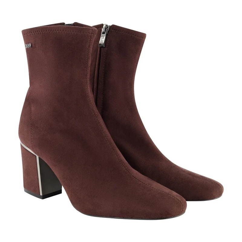 Brand New DKNY Womens Cavale Faux Suede Ankle Boots ESPRESSO
