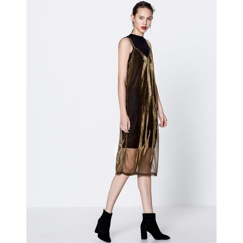Pull & Bear Women’s Gold Dress | Pull & Bear in Lebanon