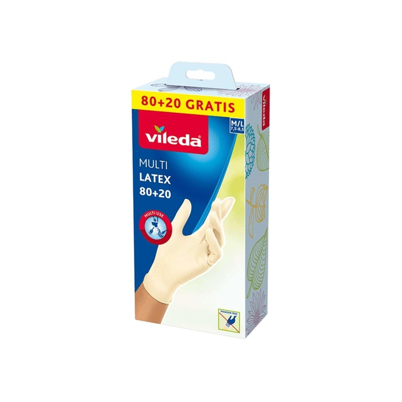 Vileda Gloves Multi Latex 80+20 M/L 7.5-8.5 4023103197961