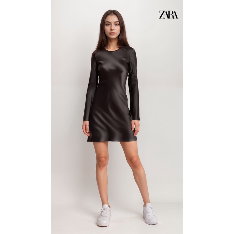 Zara Women’s Black Long-Sleeve Dress | Zara In Lebanon