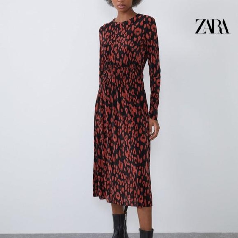 Zara Women’s Black Red Long-Sleeve Dress | Zara in Lebanon