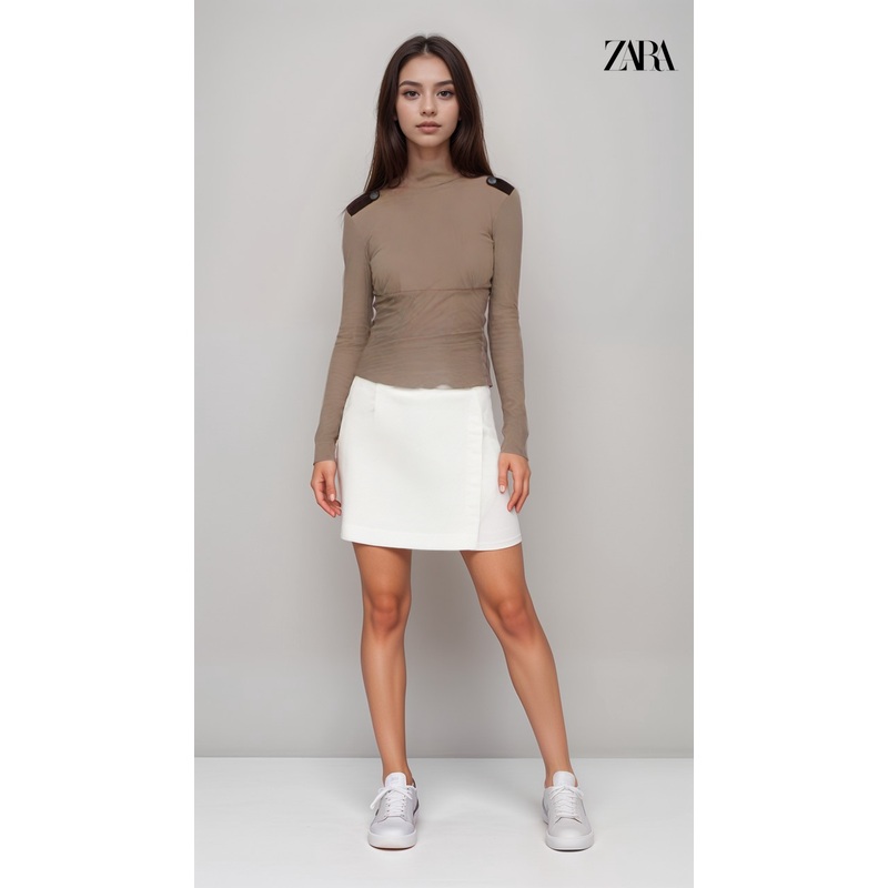 Zara Women’s Brown Long-Sleeve Blouse | Zara In Lebanon