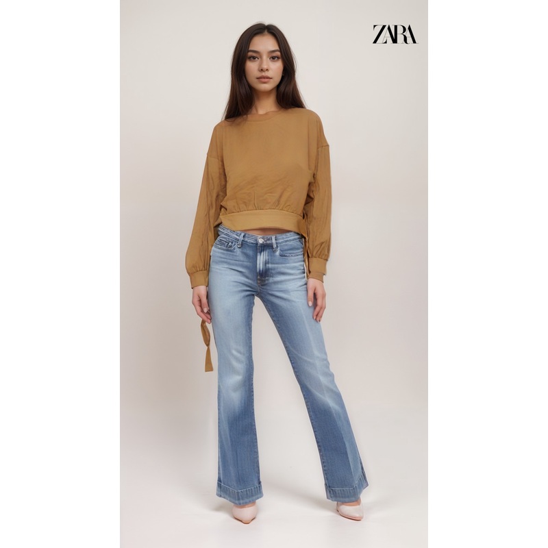 Zara Women’s Camel Long-Sleeve Sweatshirt | Zara in Lebanon
