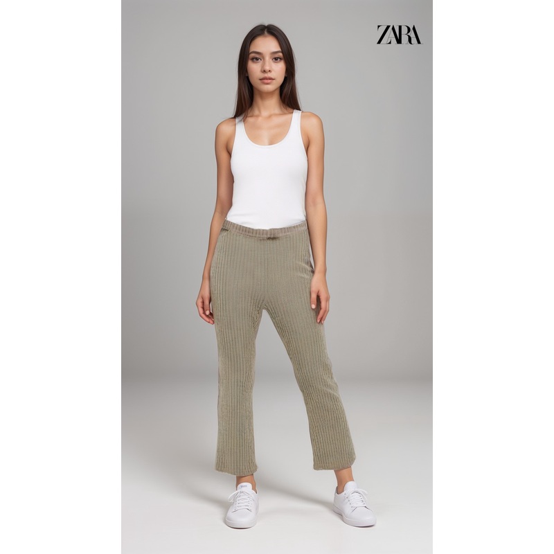 Zara Women’s Glittery Khaki Trouser | Zara in Lebanon