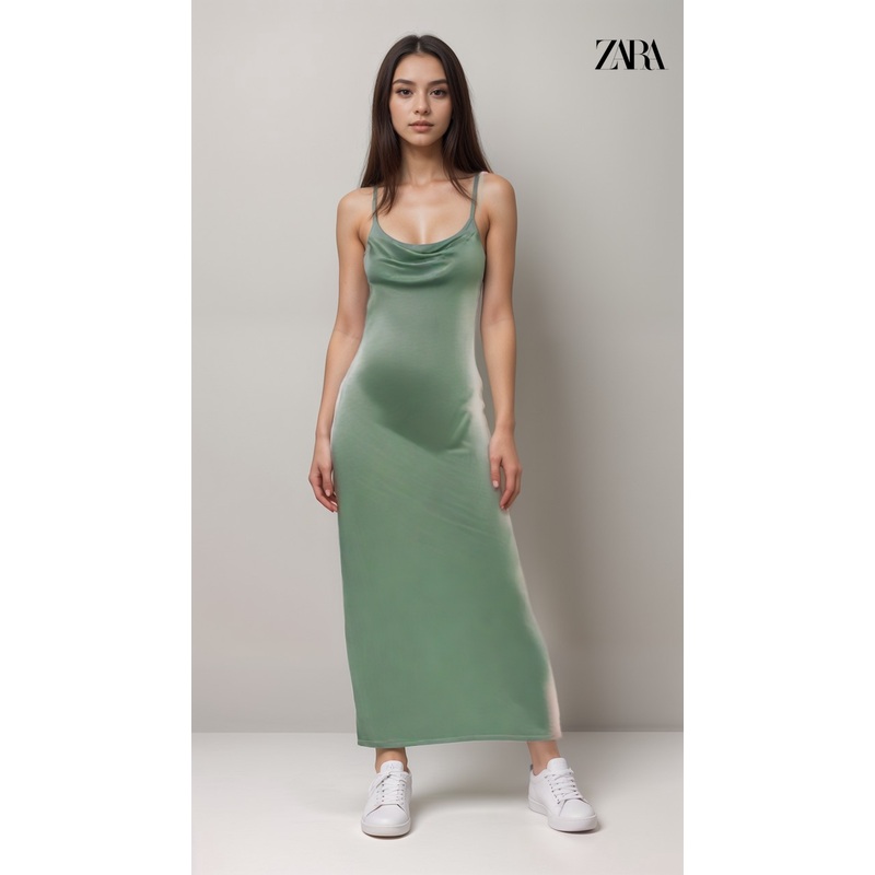 Zara Women’s Green Sleeveless Satin Dress | Zara in Lebanon