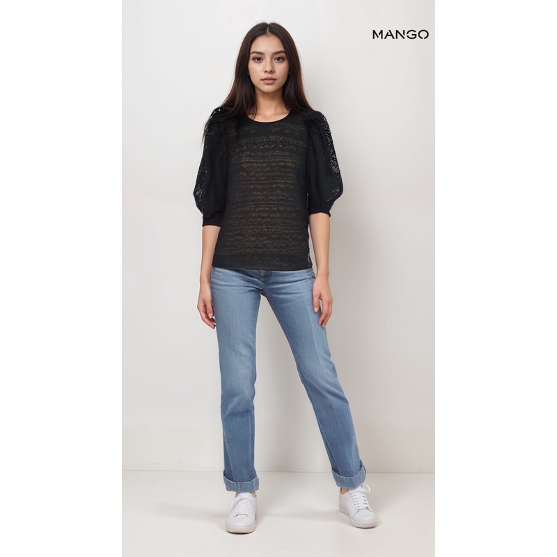 Mango Women’s Black Short-Sleeve T-Shirt| Mango in Lebanon