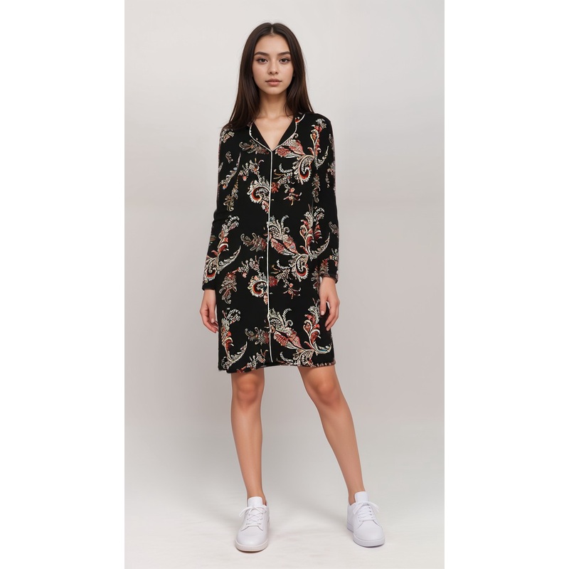 RougeGorge Women’s Black Printed Sleep Dress | RougeGorge in Lebanon