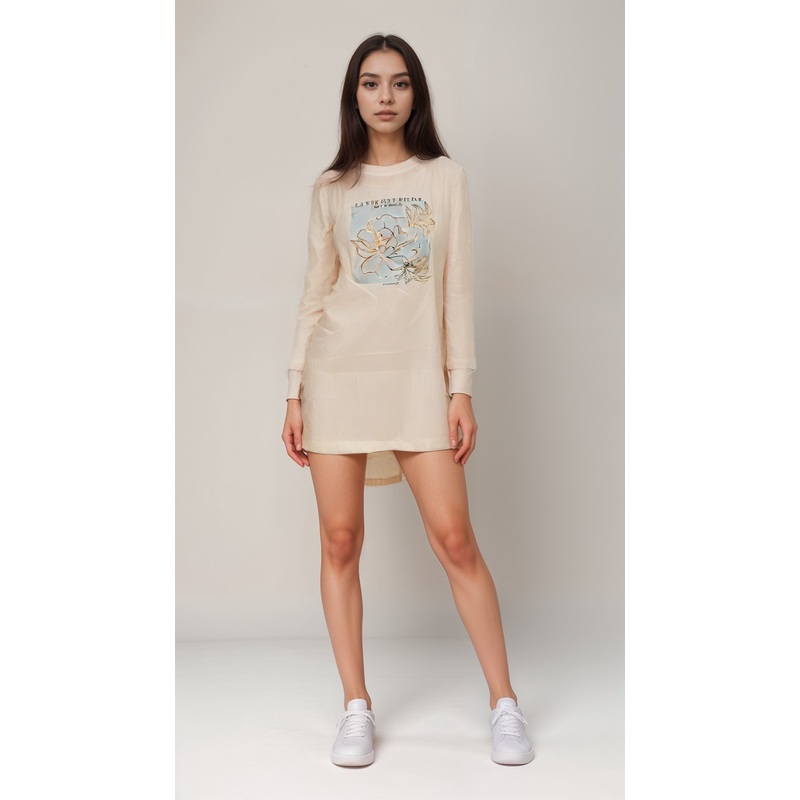 Vivance Women’s Beige Long-Sleeve Sleep Dress |Vivance in Lebanon
