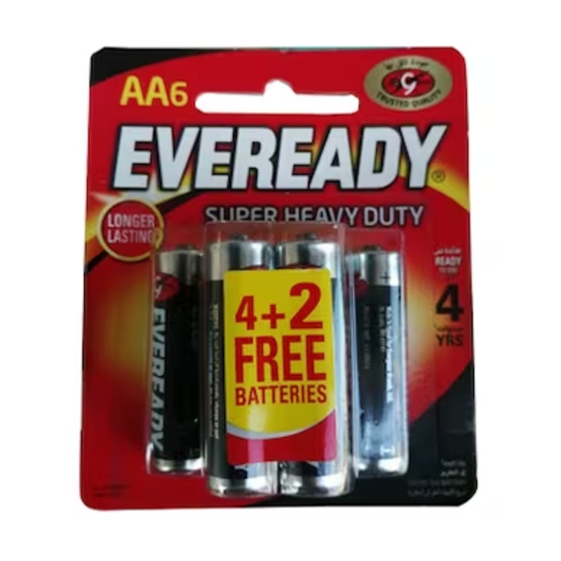 Eveready Super Heavy Duty AA Batteries (Pack of 4+ 2 Free)
