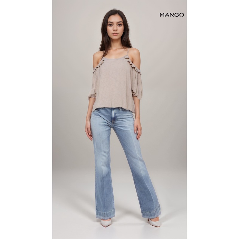 Mango Women’s Beige Off-Shoulder Blouse| Mango in Lebanon