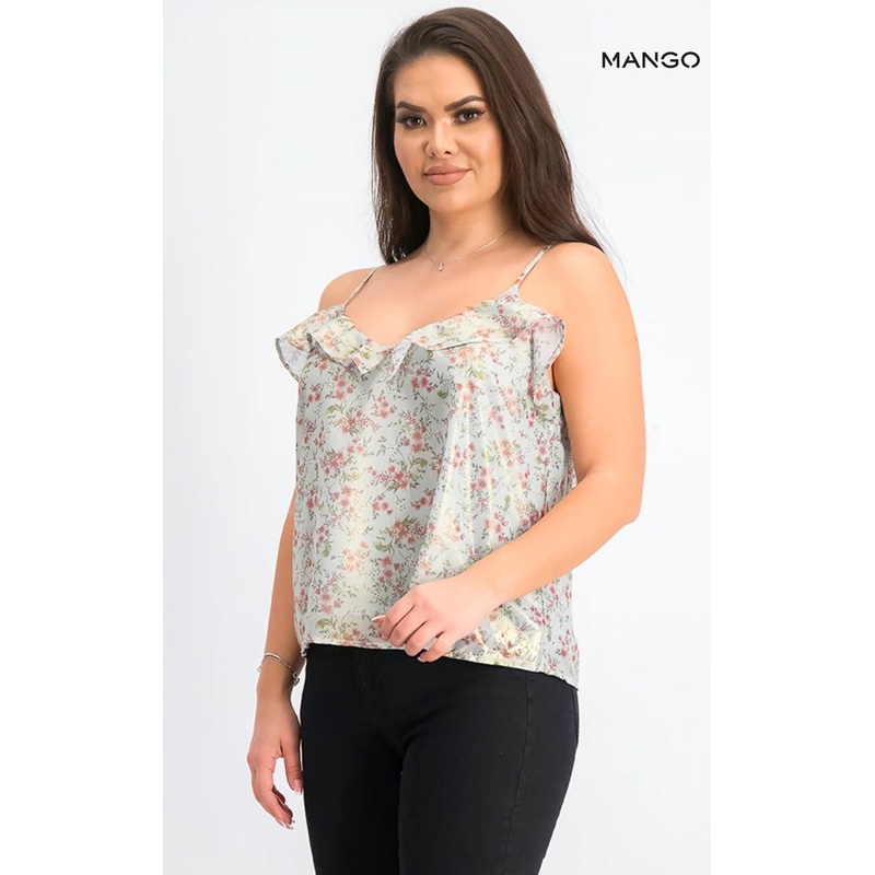 Mango Women’s Blue Flowered Sleeveless Top| Mango in Lebanon