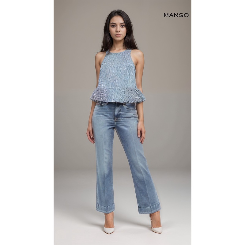 Mango Women’s Blue Striped Sleeveless Top| Mango in Lebanon