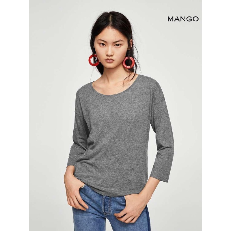 Mango Women’s Grey Long-Sleeve Blouse| Mango in Lebanon