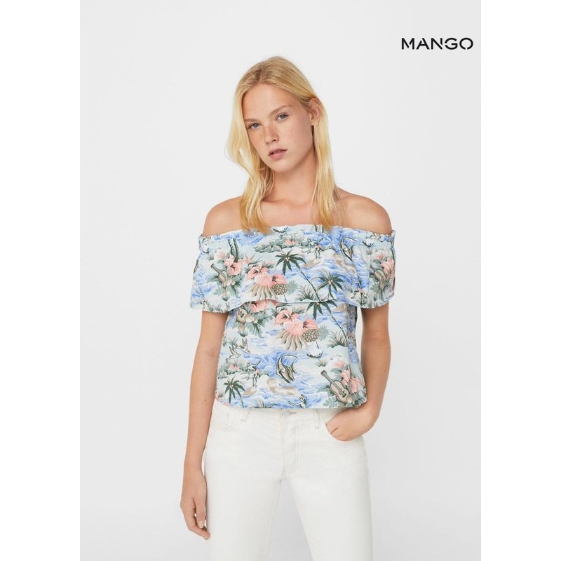 Mango Women’s Multicolor Flowered Off-Shoulder Top | Mango in Lebanon