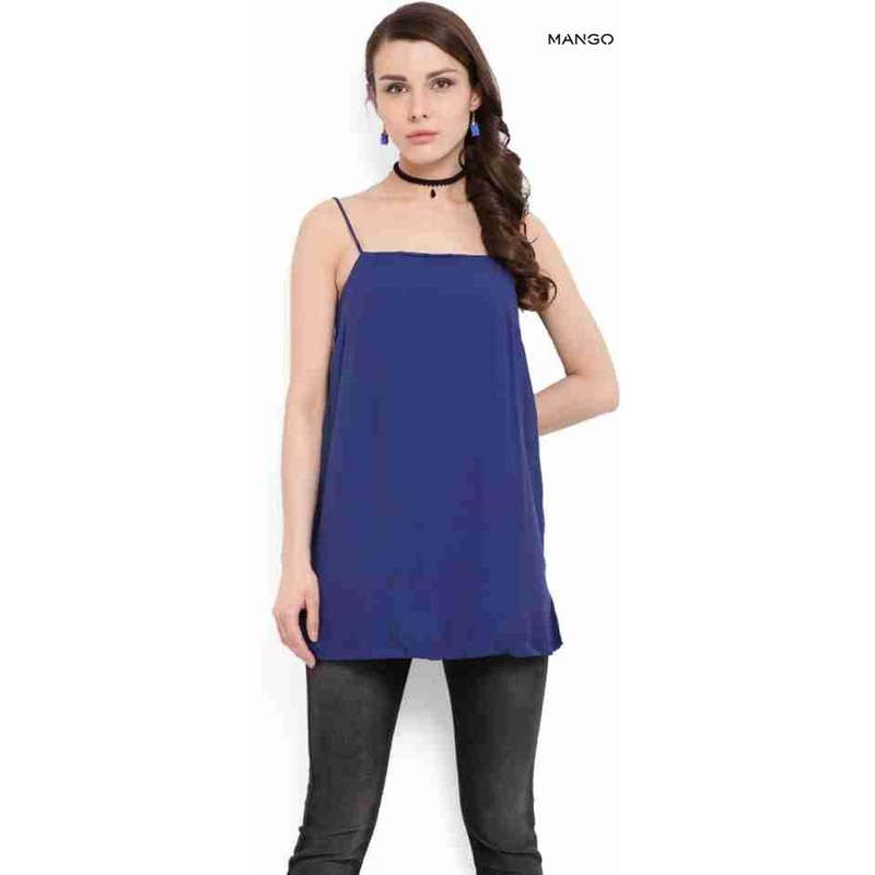 Mango Women’s Navy Blue Sleeveless Blouse| Mango in Lebanon
