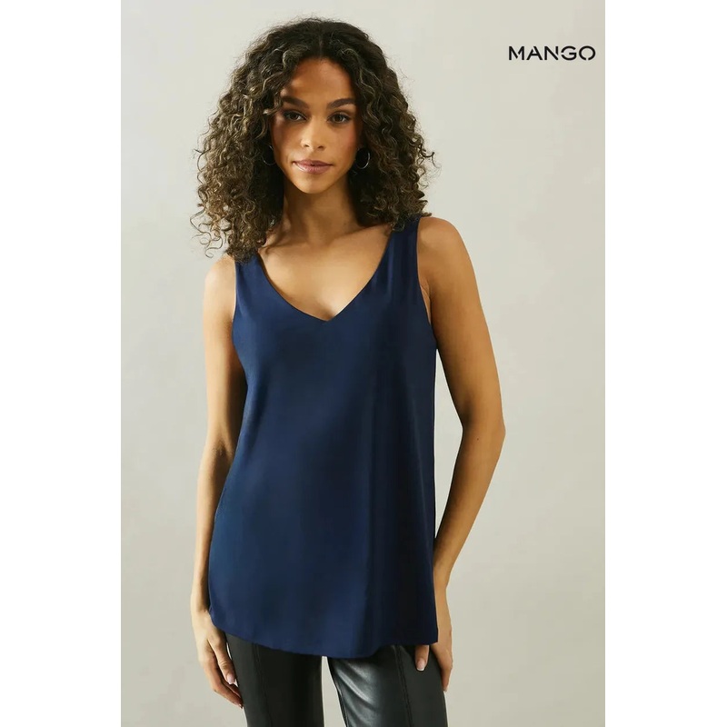Mango Women’s Navy Sleeveless Blouse| Mango in Lebanon