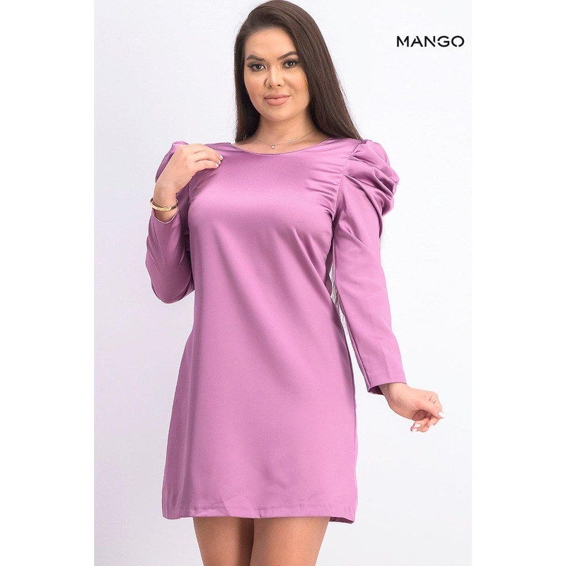 Mango Women’s Purple Long Sleeve Short Dress  | Mango in Lebanon