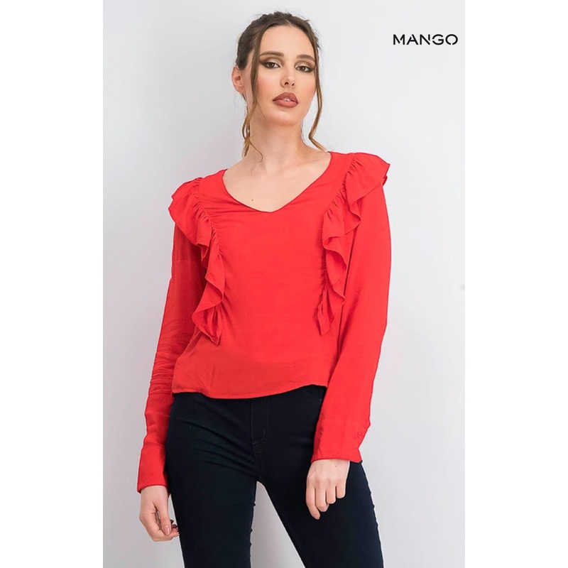 Mango Women’s Red Long-Sleeve Turtle Neck Blouse| Mango in Lebanon