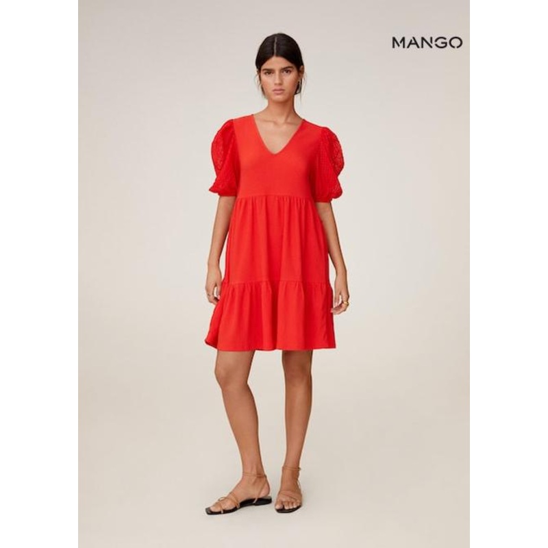 Mango Women’s Red Short-Sleeve Dress| Mango in Lebanon