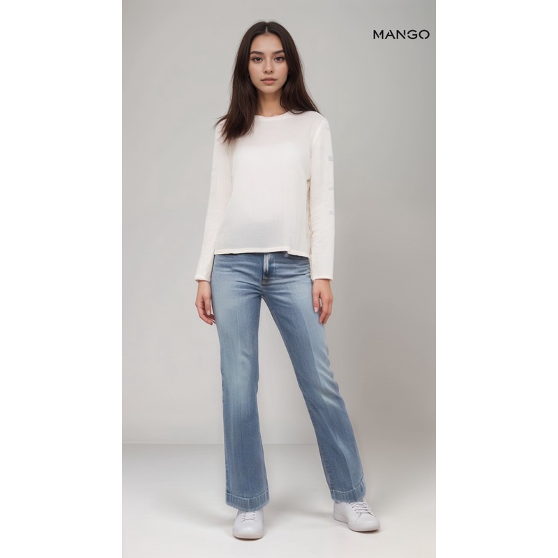 Mango Women’s White Long-Sleeve Blouse| Mango in Lebanon