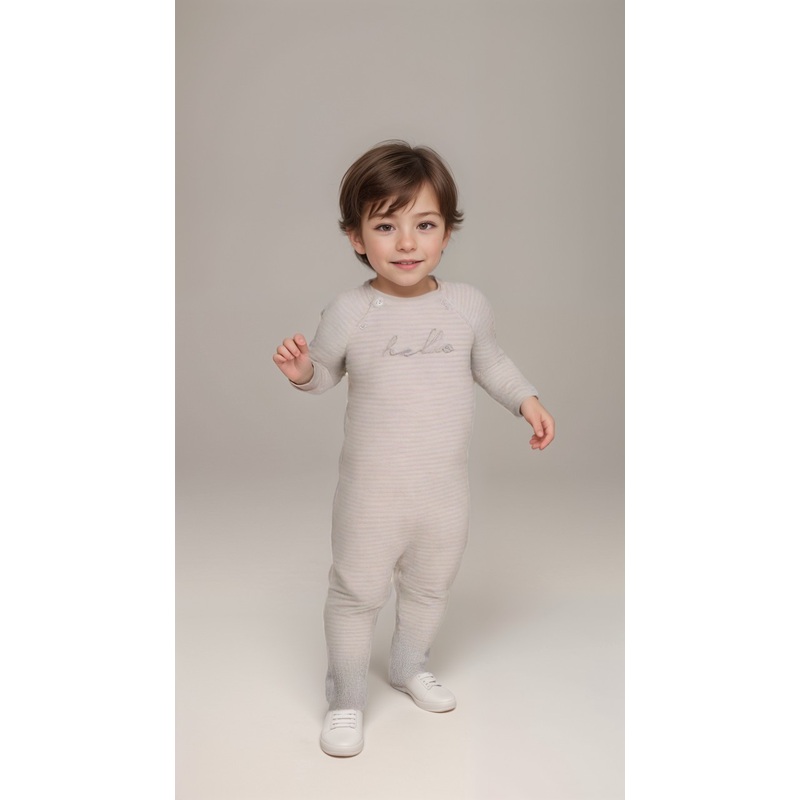 Boboli Babies White Striped  Overall | Boboli in Lebanon
