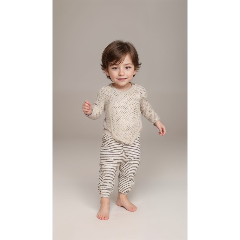 Boboli Baby Boy’s White/Grey Long-Sleeve Overall Set of 2 | Boboli in Lebanon