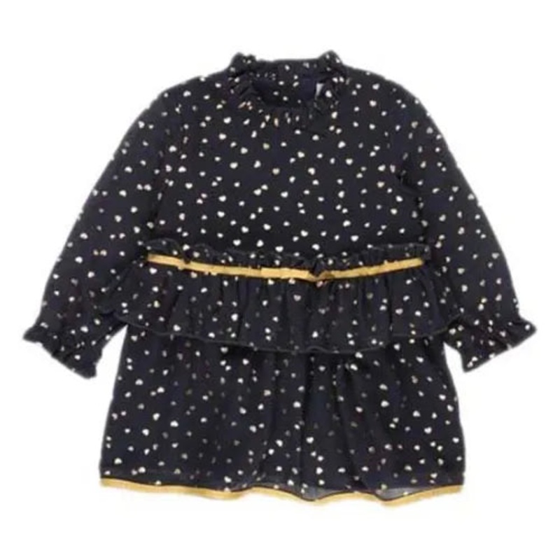 Boboli Baby Girl’s Navy/Gold Long-Sleeve Dress | Boboli in Lebanon