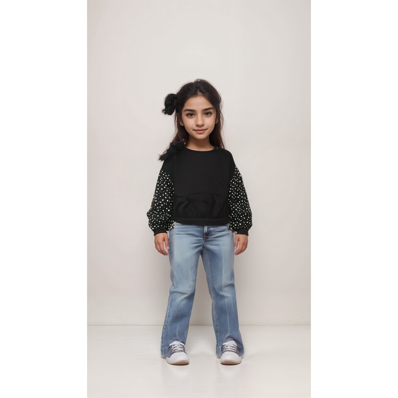 Boboli Girl’s Black Long-Sleeve Blouse| Boboli in Lebanon