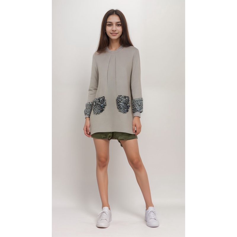Boboli Girl’s Grey Long-Sleeve Dress| Boboli in Lebanon