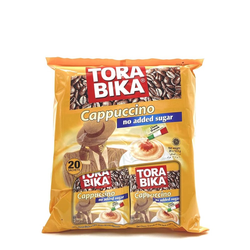 Tora Bika Cappuccino No Added Sugar With Choco Granule 20 Sachets 250g