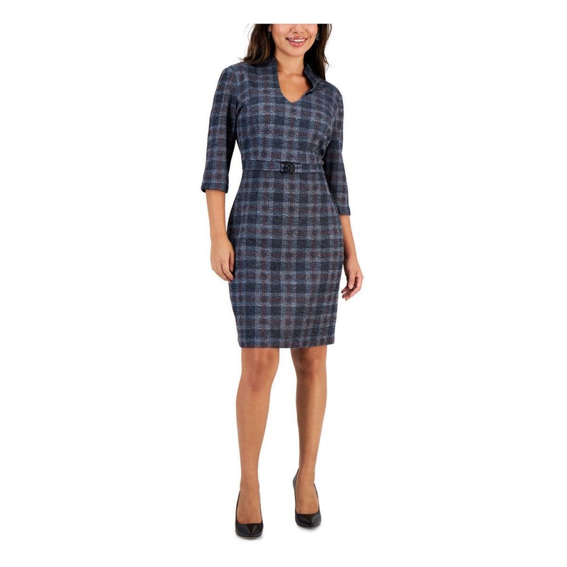 Connected Apparel Women’s Gray Belted Long-Sleeve Dress |Connected Apparel in Lebanon