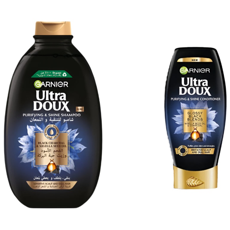 Garnier Ultra Doux Black Charcoal & Nigella Seed Oil Shampoo 600ml + Conditioner 200ml (-20% OFF) | Garnier In Lebanon
