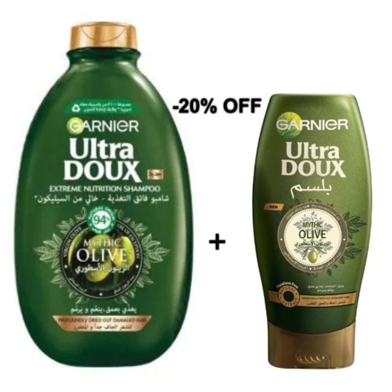 Garnier Ultra Doux Mythic Olive  Shampoo 600ml + Conditioner 200ml (-20% OFF) | Garnier In Lebanon