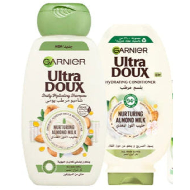 Garnier Ultra Doux Naturing Almond Milk Shampoo 400ml + Conditioner 200ml (-20% OFF) | Garnier In Lebanon