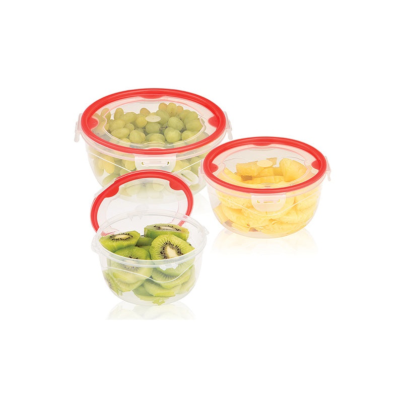 san Plastik Lock & Fit Round Storage Box Set Of 3  M-1094 | san Plastik In lebanon