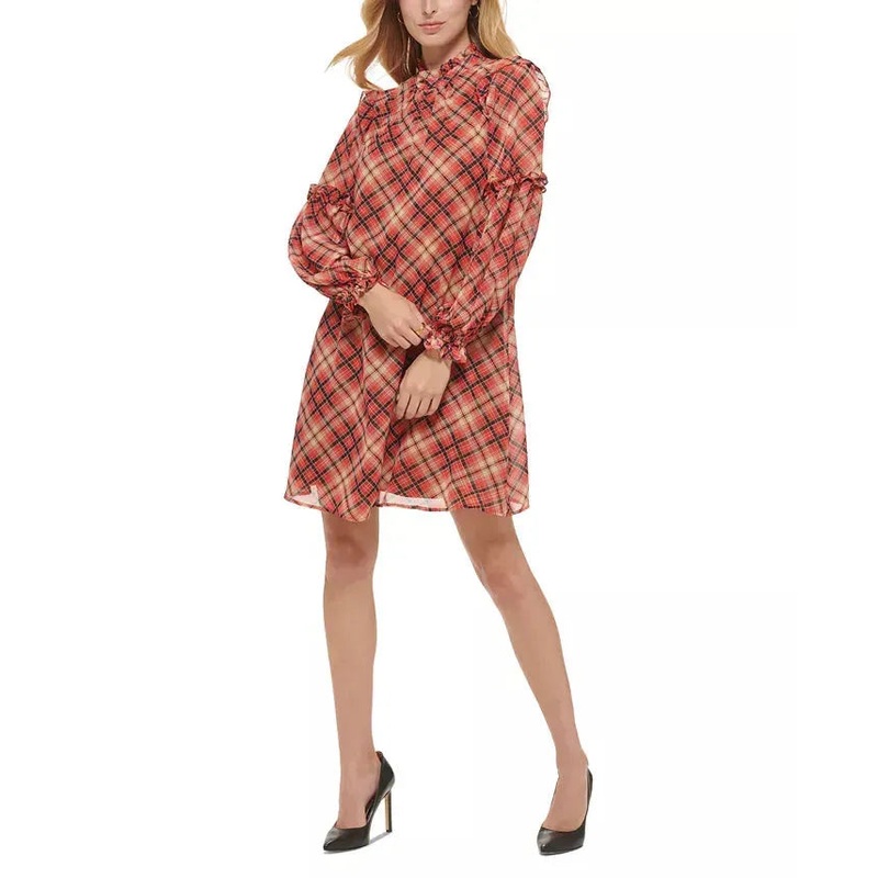 Tommy Hilfiger Women’s Multicolor Plaid Ruffled Shift Dress | Tommy Hilfiger In Lebanon