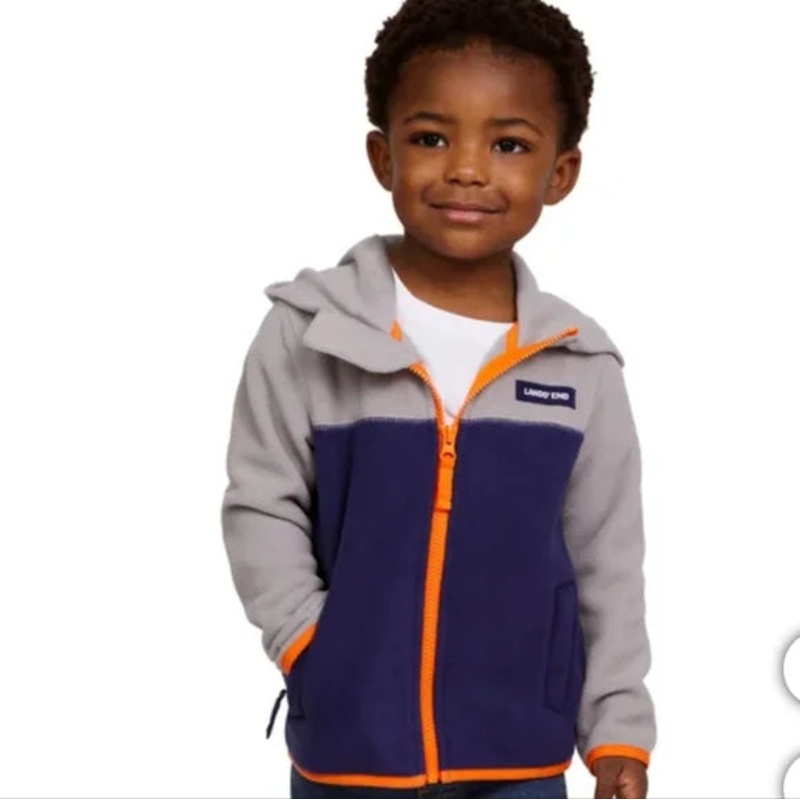 Lands’ End Boy’s Grey/Navy Fleece Hooded Jacket  |Lands’ End in Lebanon