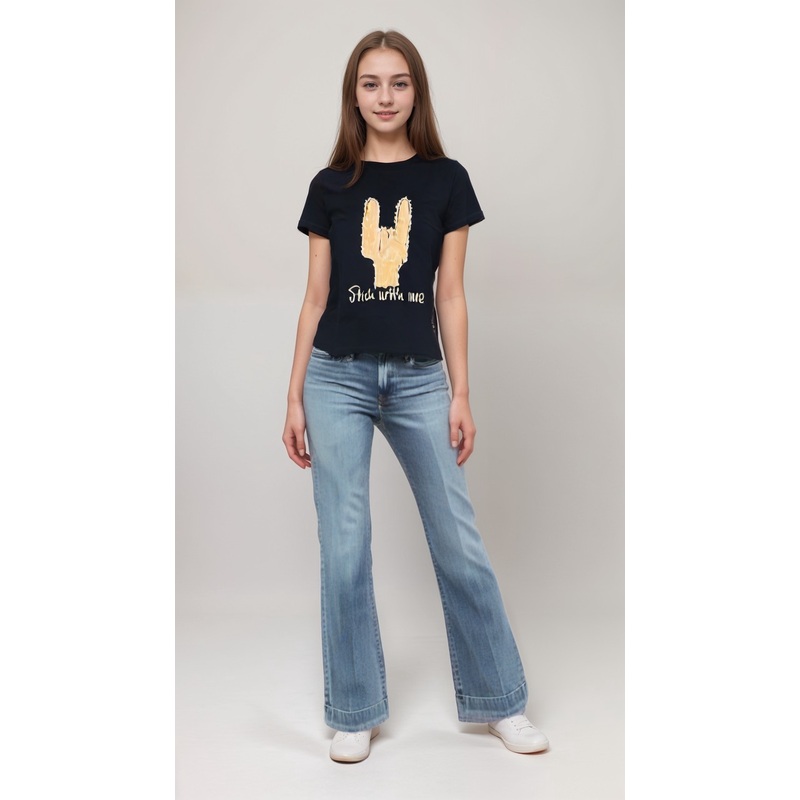 POMPdeLUX Girl’s Navy Short-Sleeve T-shirt |POMPdeLUX in Lebanon