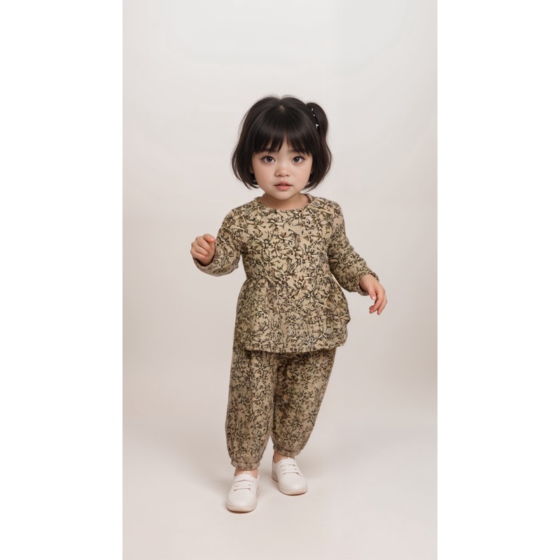 POMPdeLUX Baby Girl Multicolor Long-Sleeve Dress | POMPdeLUX in Lebanon