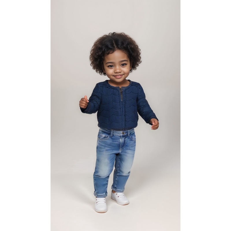 POMPdeLUX Baby Girl’s Blue Long Sleeve Denim Sweater |POMPdeLUX in Lebanon