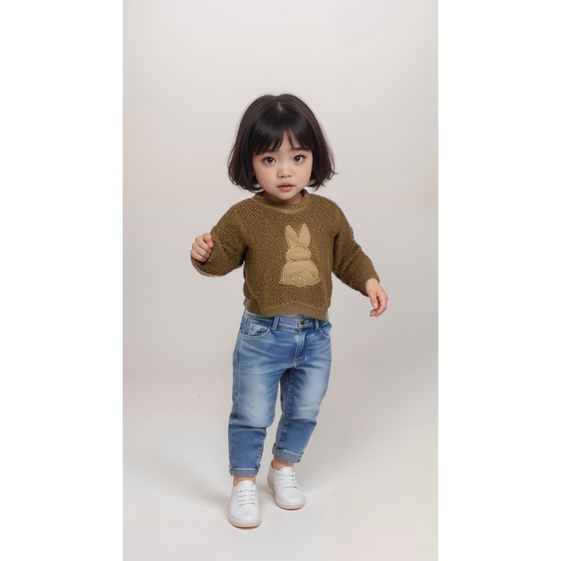 POMPdeLUX Baby Girl’s Brown Long-Sleeve Teddy Bear Sweatshirt |POMPdeLUX in Lebanon